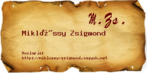 Miklóssy Zsigmond névjegykártya