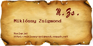 Miklóssy Zsigmond névjegykártya